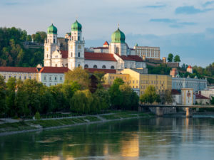 Old town with cathedral from Inn bridge, Passau, Bavaria, Germany Old town with cathedral from Inn bridge, Passau, Bavaria, Germany